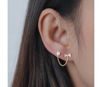 Gold Plated Bow Shaped Silver Stud Earrings STC-104-GP